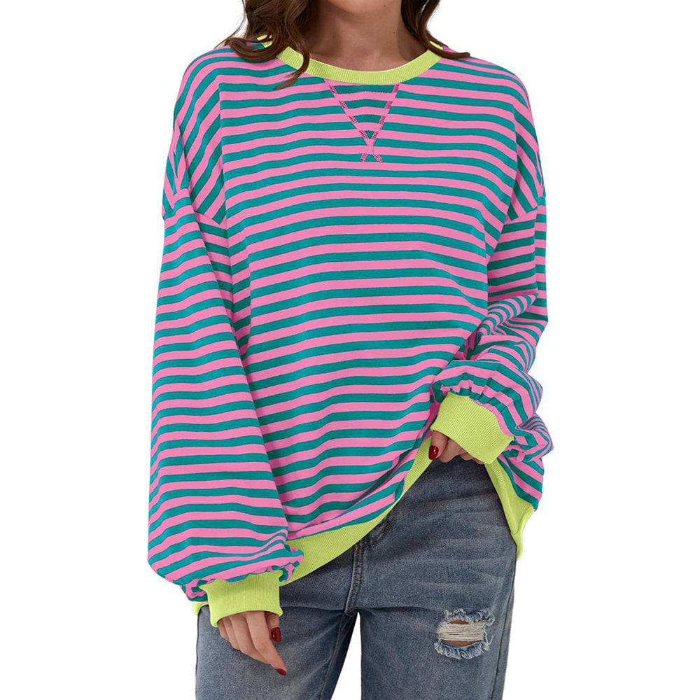 Women's Oversized Striped Sweatshirt